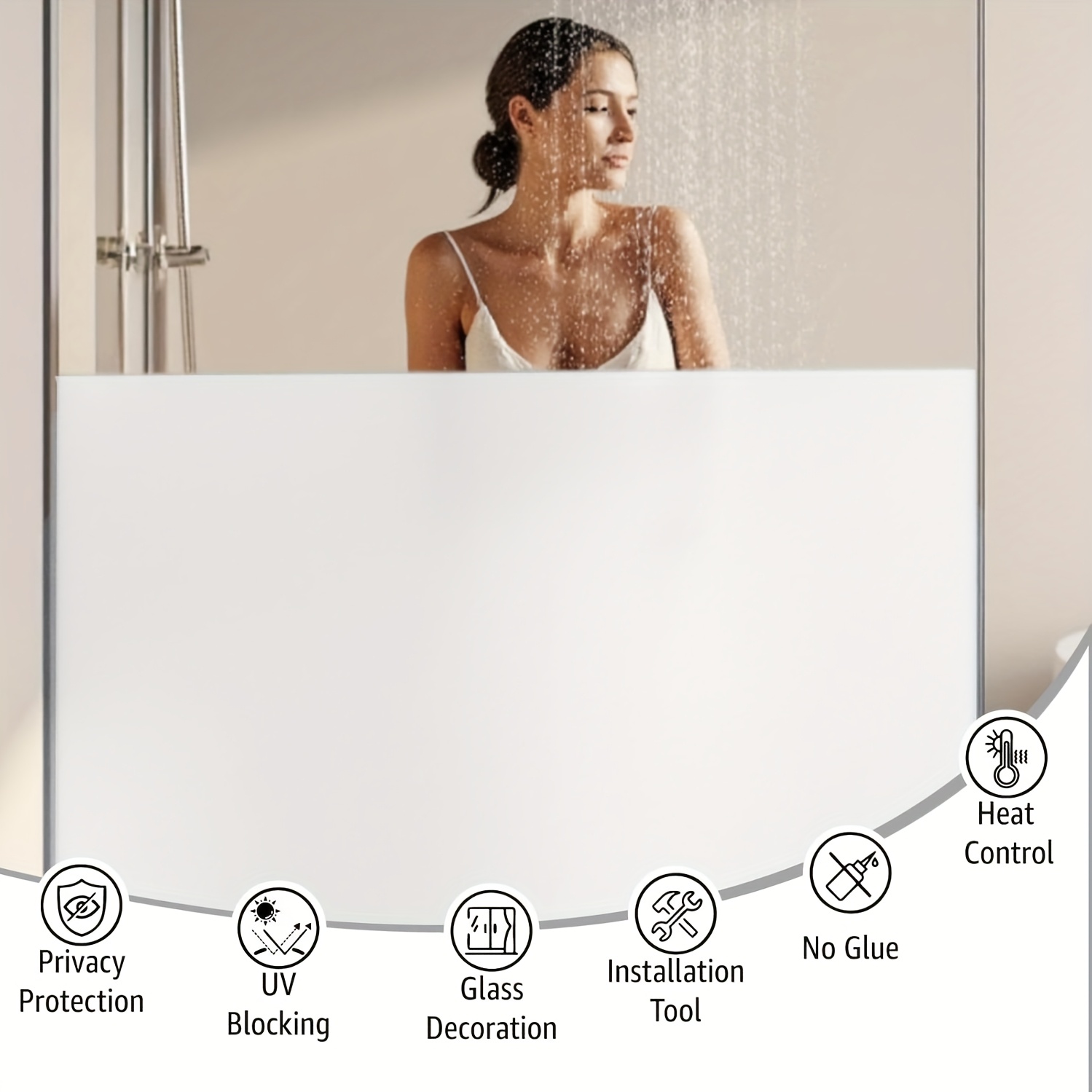 Privacy Screen Protector - Beyaz Buzlu Gizlilik Pencere Filmi Statik